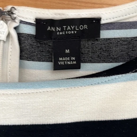 Anne Taylor Factory Navy stripe shift dress Size M - Picture 2 of 11